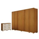 Ver imagem 1 de Guarda Roupa Casal Ares 6 Portas Cinamomo com Cômoda San Marino 8 Gavetas Cinamomo Off-white – Leife