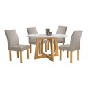 Ver imagem 7 de Conjunto de Jantar Arizona 4 Lugares Tampo MDF com Vidro e Cadeiras Veludo Bege 120cm Cel Móveis
