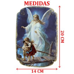 Quadro Mesa Colecionável Natal Anjo da Guarda Crianças 20cm - 4