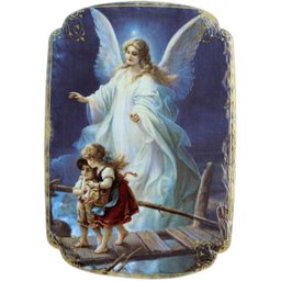 Quadro Mesa Colecionável Natal Anjo da Guarda Crianças 20cm - 1