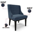 Ver imagem 3 de Kit 4 Cadeiras Estofadas para Sala de Jantar Base Fixa de Madeira Preto Lia Suede Azul Marinho - Ibi
