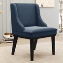 Ver imagem 2 de Kit 4 Cadeiras Estofadas para Sala de Jantar Base Fixa de Madeira Preto Lia Suede Azul Marinho - Ibi