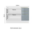 Ver imagem 4 de Balcão Gabinete de Pia Madesa Lux 120 cm 2 Portas 3 Gavetas (Sem Tampo) Branco/Cinza