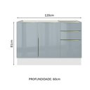 Ver imagem 3 de Balcão Gabinete de Pia Madesa Lux 120 cm 2 Portas 3 Gavetas (Sem Tampo) Branco/Cinza