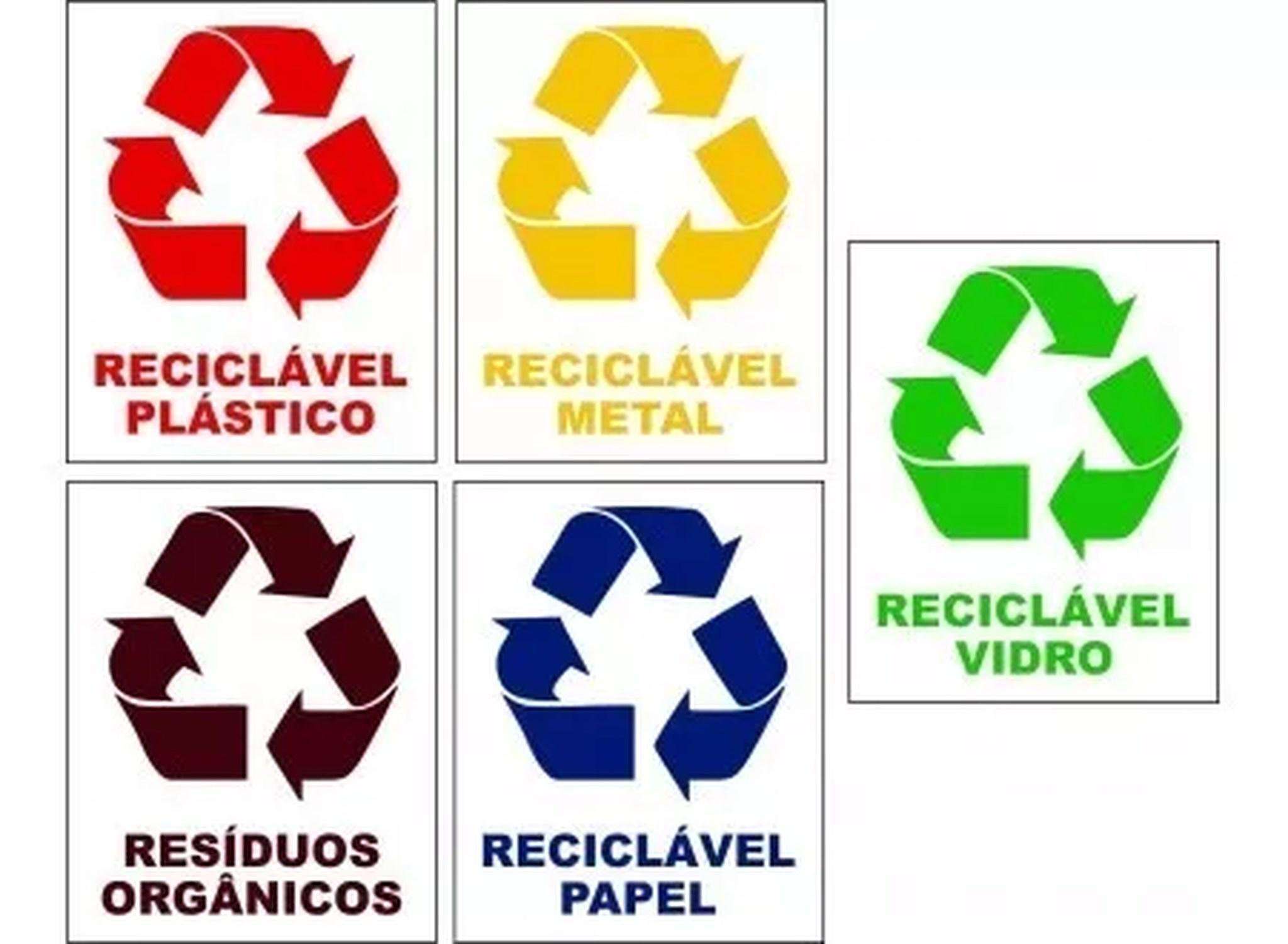 Adesivo Lixo Reciclável Modelo: Kit 5 Unidades 20x15cm - 1