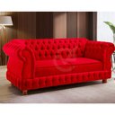 Ver imagem 3 de Sofá Chesterfield Moscatto 3 Lugares Via Encanto Veludo Vermelho