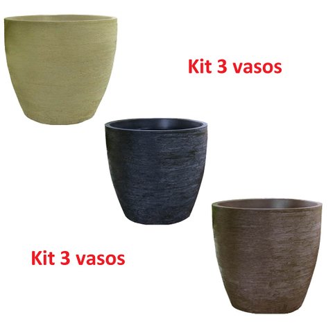 Kit 3 Vaso Planta 40x40 Oval Moderno Polietileno BGPLASTICOS V1340 MARROM CHOCOLATE 020