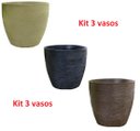 Ver imagem 1 de Kit 3 Vaso Planta 40x40 Oval Moderno Polietileno BGPLASTICOS V1340 MARROM CHOCOLATE 020