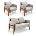 Ver imagem 2 de Kit 1 Sofá Namoradeira e 2 Poltronas Lana Veludo Base de Madeira - D’Rossi