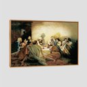 Ver imagem 1 de Quadro Santa Ceia Tela Moldura Bege 120X80Cm