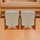 Ver imagem 2 de Kit 2 Puff Sala Eloah Suede Cores Pé Castanho