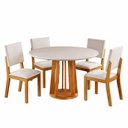 Ver imagem 1 de Mesa de Jantar 4 Lugares Alpes com Vidro Mel/Off White/Marfim - Viero Móveis