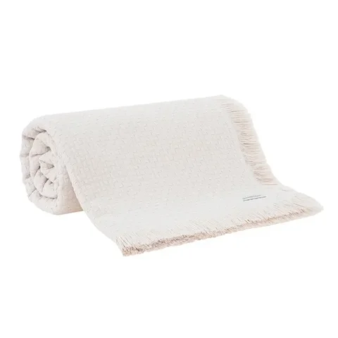 Manta / Colcha In Design com Franja Buddemeyer Bege 1436 Casal 2,30 X 2,50
