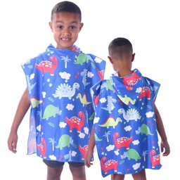 Poncho de Praia Kids com Capuz Kids Dino Azul - 1