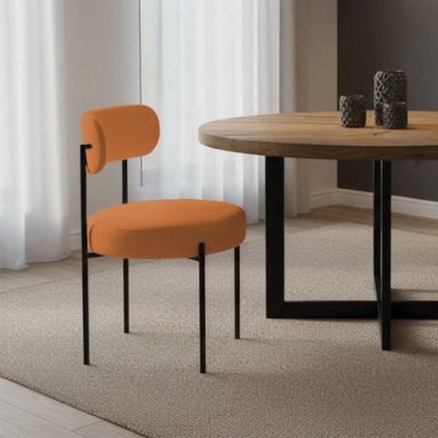 Cadeira Sala de Jantar Margara Base em Aço Preto Bouclê Ted D03 - D'Rossi