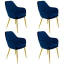 Ver imagem 1 de Kit 4 Cadeiras Poltrona Lines Base Dourada Recepção Sala Decorativa Suede