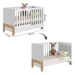 Quarto de Bebê Fantasia com Cômoda 4410 e Berço Mini Cama 4300 Qmovi Branco Acetinado - 3 Quarto de Bebê Fantasia com Cômoda 4410 e Berço Mini Cama 4300 Qmovi Branco Acetinado - 3