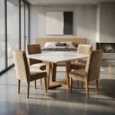 Ver imagem 1 de Conjunto Mesa de Jantar Pedro Art Assento 0,90x0,90m - Cappuccino