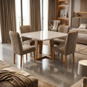 Ver imagem 2 de Conjunto Mesa de Jantar Pedro Art Assento 0,90x0,90m - Cappuccino