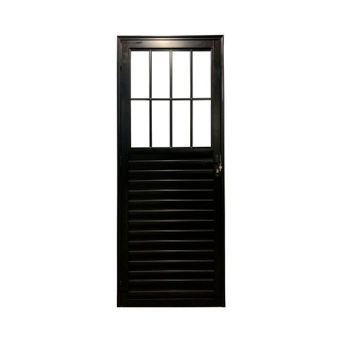 Porta Social de Alumínio Preto 210x80 Lado Esquerdo Linha 25