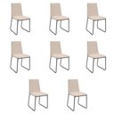 Ver imagem 1 de Kit 8 Cadeiras de Jantar Cozinha Industrial Lexa Veludo Élpis Móveis Bege Preta