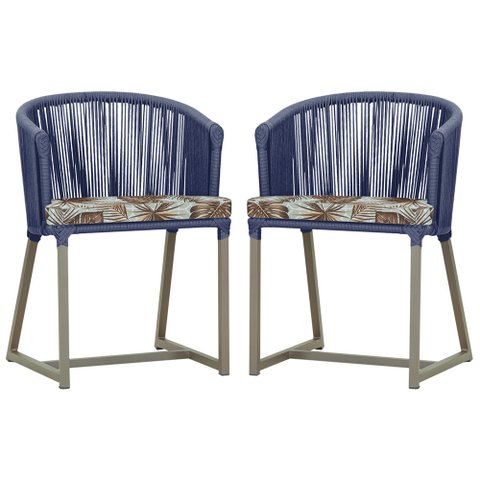 2 Cadeiras de Jantar Área Noronha em Alumínio com Pintura Fendi Corda Náutica E6 Trama Original