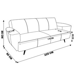 Sofá 3 Lugares Sala de Estar Frances Retrô Couro Bordô - Gran Belo - 2