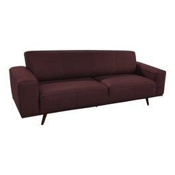 Sofá 3 Lugares Sala de Estar Frances Retrô Couro Bordô - Gran Belo - 1