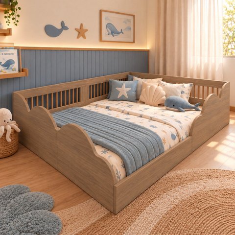 Cama Infantil Montessoriana Casal Onda