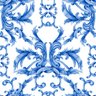 Papel de Parede aquarela azul barroco, textura de ornamento rococó. pergaminhos dourados desenhados  - 1