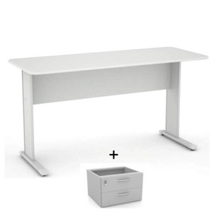 Mesa Escritório 1,20x0,60 Cor Cinza com 2 Gavetas