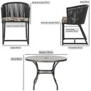 Ver imagem 2 de Mesa com 4 Cadeiras de Jantar Roma 100cm e Noronha em Aluminío Preto Corda Nautica Estofado 6 Trama