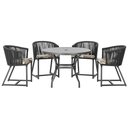 Ver imagem 1 de Mesa com 4 Cadeiras de Jantar Roma 100cm e Noronha em Aluminío Preto Corda Nautica Estofado 6 Trama