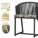 Ver imagem 4 de Mesa com 4 Cadeiras de Jantar Roma 100cm e Noronha em Aluminío Preto Corda Nautica Estofado 6 Trama