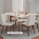 Ver imagem 2 de Mesa de Jantar Retangular C/ Vidro para 6 Lugares Donatella 180 Cm - Off White Fosco C/ Natural
