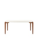 Ver imagem 1 de Mesa de Jantar Retangular C/ Vidro para 6 Lugares Donatella 180 Cm - Off White Fosco C/ Natural