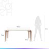 Mesa de Jantar Retangular C/ Vidro para 6 Lugares Donatella 180 Cm - Off White Fosco C/ Natural - 6