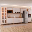 Ver imagem 1 de Cozinha Modulada 9 Peças 1 Cristaleira 2 Balcões 4 Armários Aéreo 1 Torre Celeste Cinamomo/Offwhite