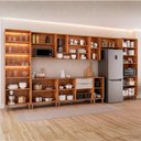 Ver imagem 4 de Cozinha Modulada 9 Peças 1 Cristaleira 2 Balcões 4 Armários Aéreo 1 Torre Celeste Cinamomo/Offwhite