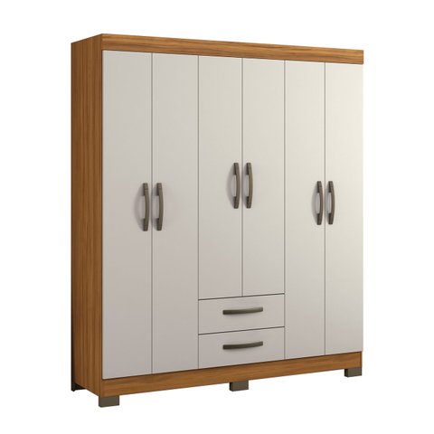 Guarda-Roupa 6 Portas NT 5130 Freijó com Off White - Notável