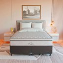 Ver imagem 2 de Cama Box Queen Couro Preto + Colchão Paris Molas Branco Couro Preto/branco