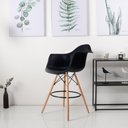 Ver imagem 5 de Conjunto com 2 Banquetas Eames com Braços Preta - Base de Madeira Natural
