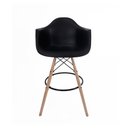 Ver imagem 3 de Conjunto com 2 Banquetas Eames com Braços Preta - Base de Madeira Natural