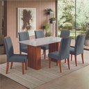 Ver imagem 2 de Conjunto de Mesa Sala de Jantar Ripada Tampo com Vidro Santiago 1,60m 6 Cadeiras Grécia Dobuê