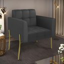 Ver imagem 6 de Poltrona Pé de Ferro Dourado para Sala Elisa Corino Preto D03 - D'Rossi