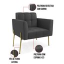 Ver imagem 3 de Poltrona Pé de Ferro Dourado para Sala Elisa Corino Preto D03 - D'Rossi