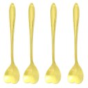 Ver imagem 1 de Colher Colherzinha Formato Coração Aço Inox 4 Unidades:Dourado