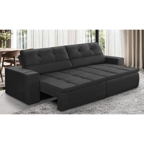 Sofá Retrátil e Reclinável 3 Lugares 2,30m com Molas Stella Suede Adonai Estofados