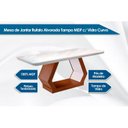 Ver imagem 2 de Mesa de Sala Jantar Alvorada + Tampo Madeirado Vidro Curvo 180x90cm Imbuia/Off White - Rufato