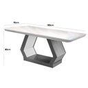 Ver imagem 3 de Mesa de Sala Jantar Alvorada + Tampo Madeirado Vidro Curvo 180x90cm Imbuia/Off White - Rufato